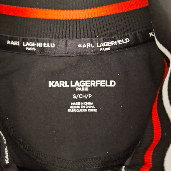 Karl Lagerfeld Paris Black & Red Zip-Up Jacket S Full-zip  Signature logo patch - Picture 4 of 8